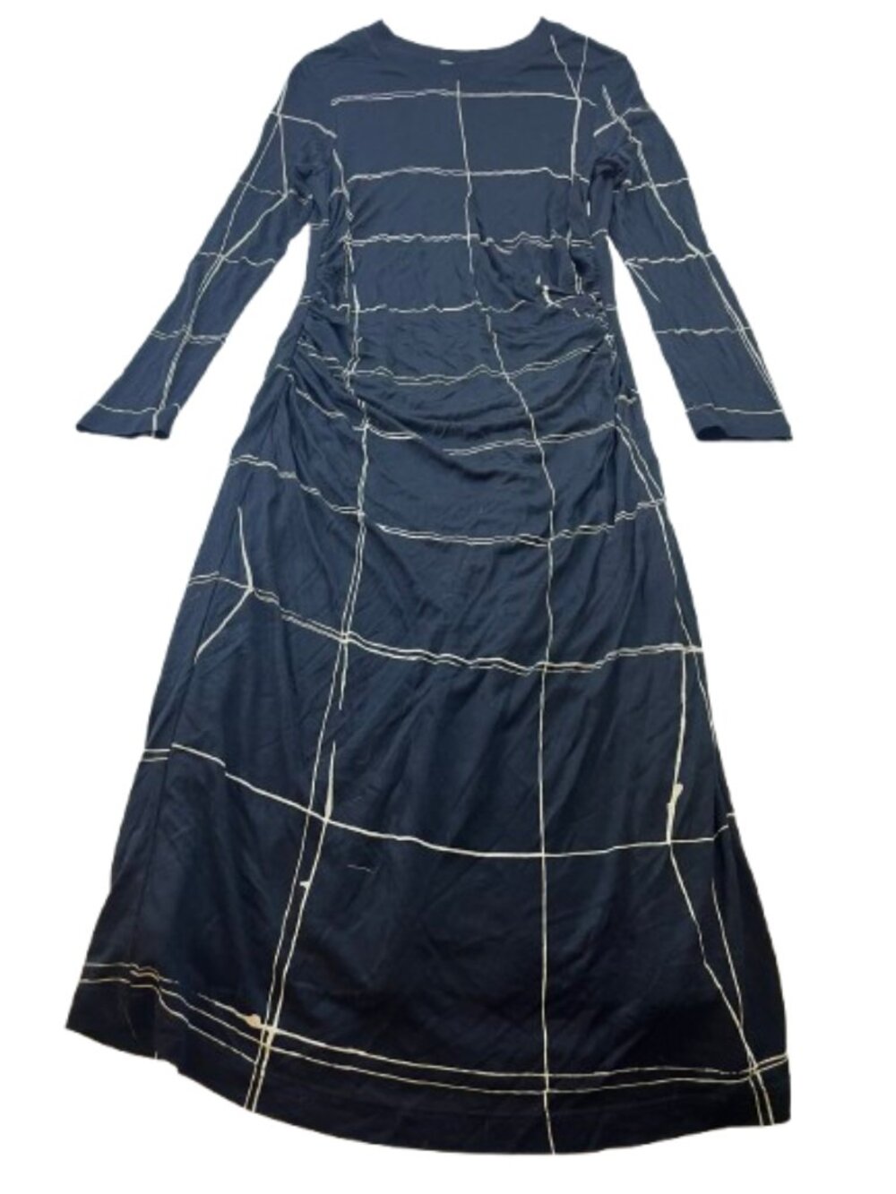 Boss Hugo Boss Black/White "Esetta" Windowpane Ruched Midi Dress N254-35